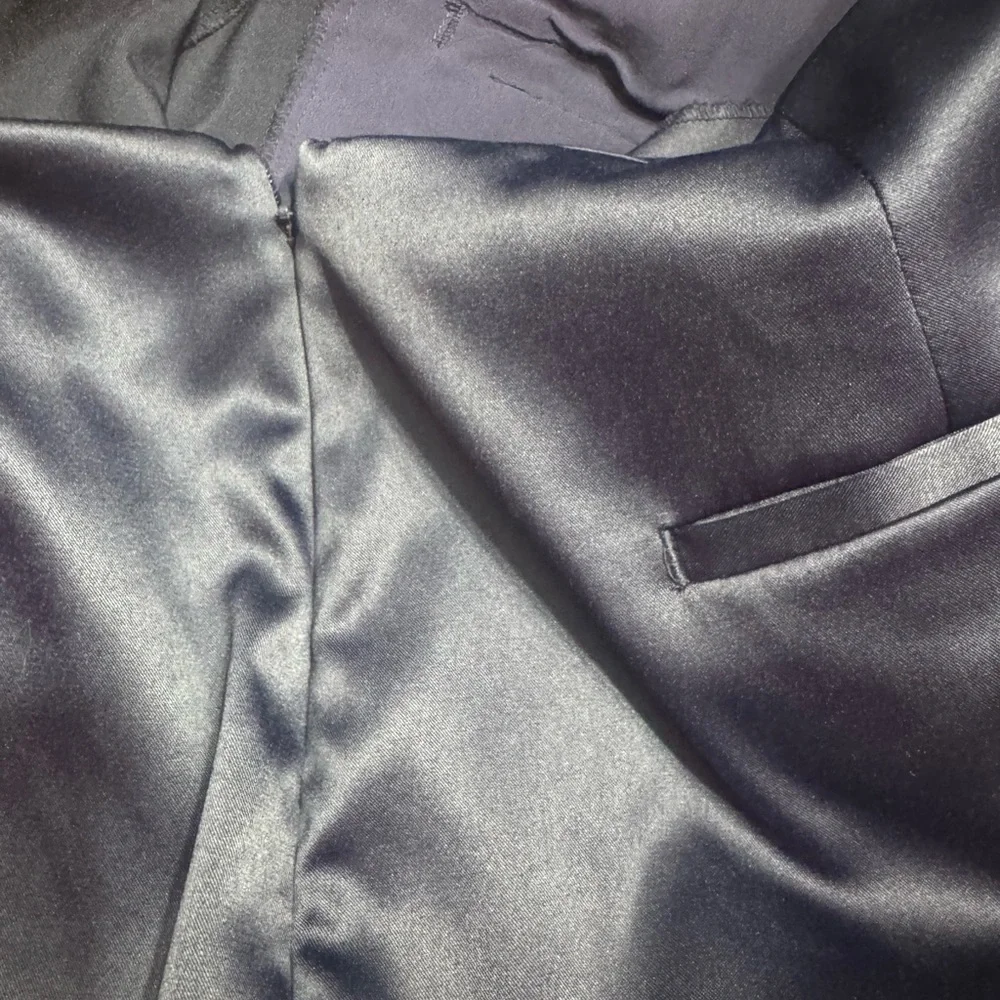 Anthropologie Silk Satin High Rise Navy Crop Pants Chic blue - Picture 5 of 7